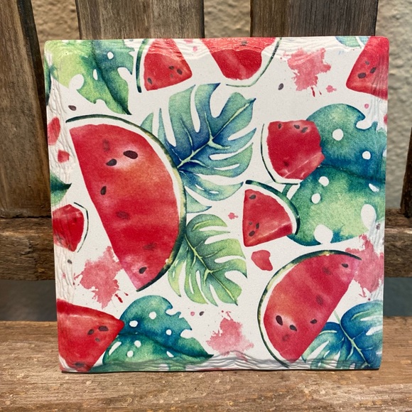 Watermelon Coasters Set of 4, Summer Watermelon Ceramic Square Coasters - Picture 5 of 13